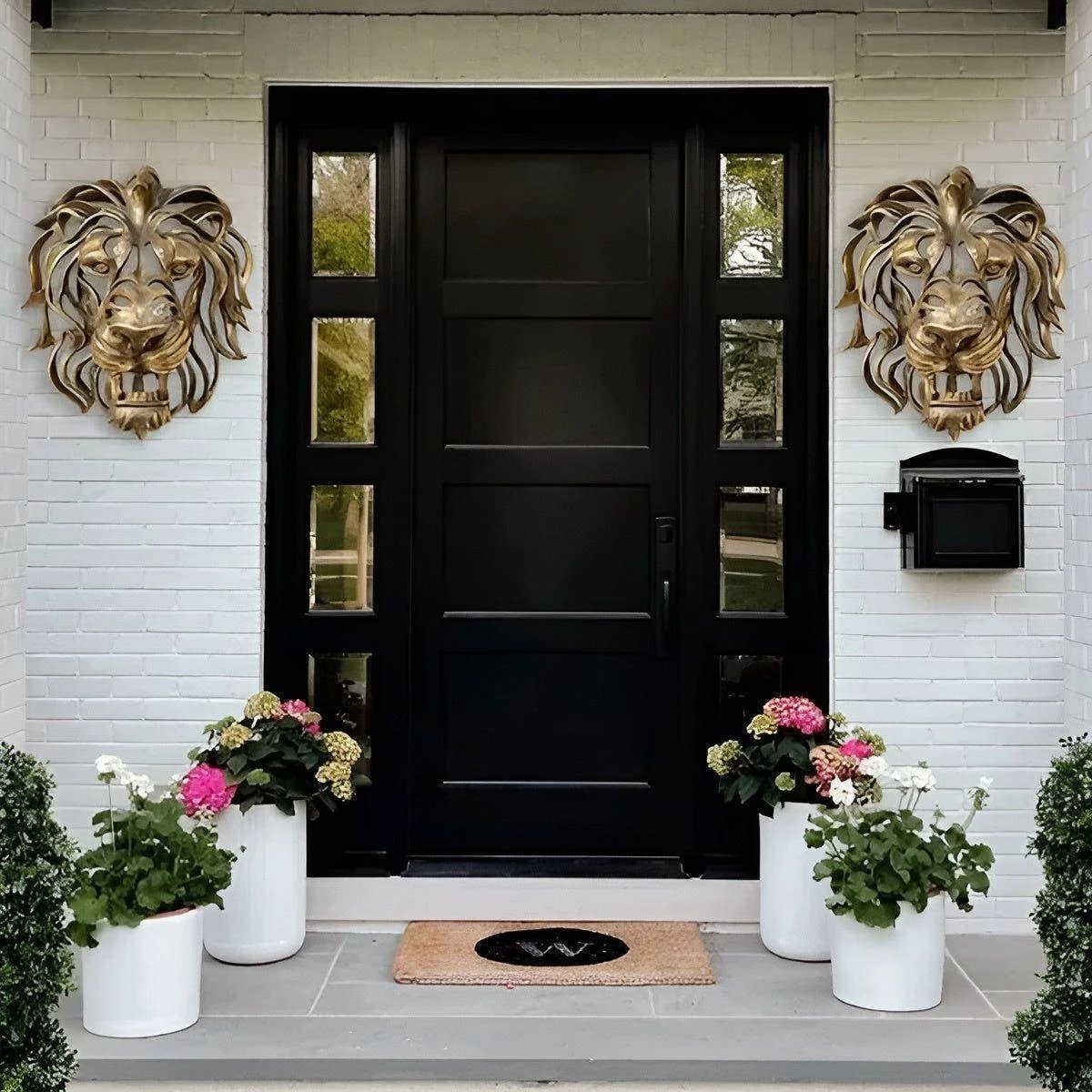 Exquisite gold-plated lion head wall sculpture Bowlift by Bowlift