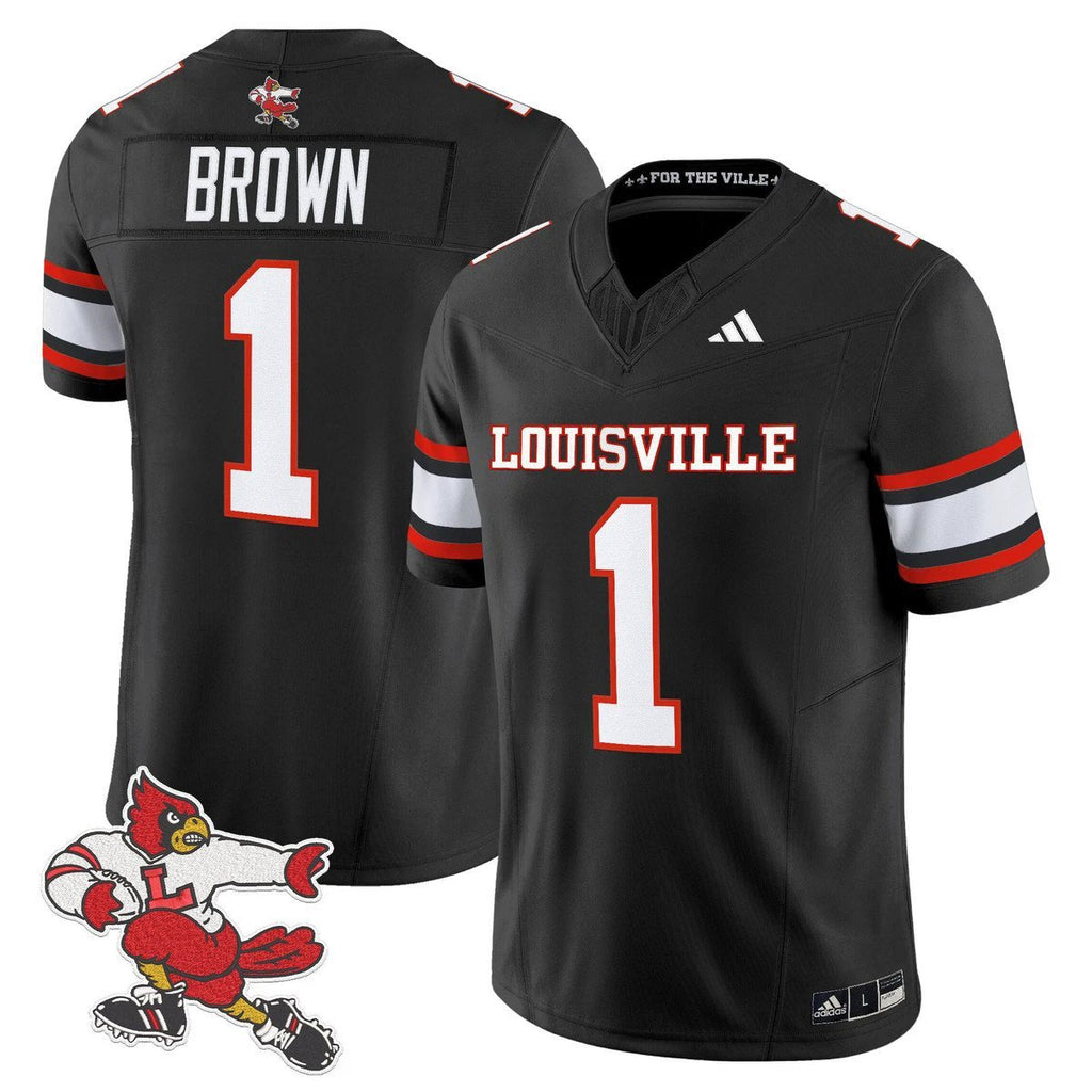 Isaac Brown Jersey #1 Louisville Cardinals 1980s Throwback Stitched Black by My Store NCAA Football Jerseys