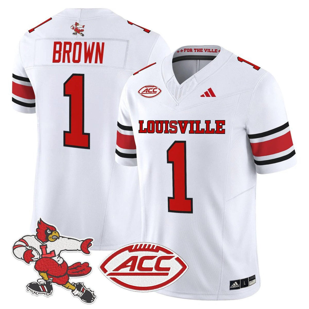 Isaac Brown Jersey #1 Louisville Cardinals 1980s Throwback Stitched White by My Store NCAA Football Jerseys