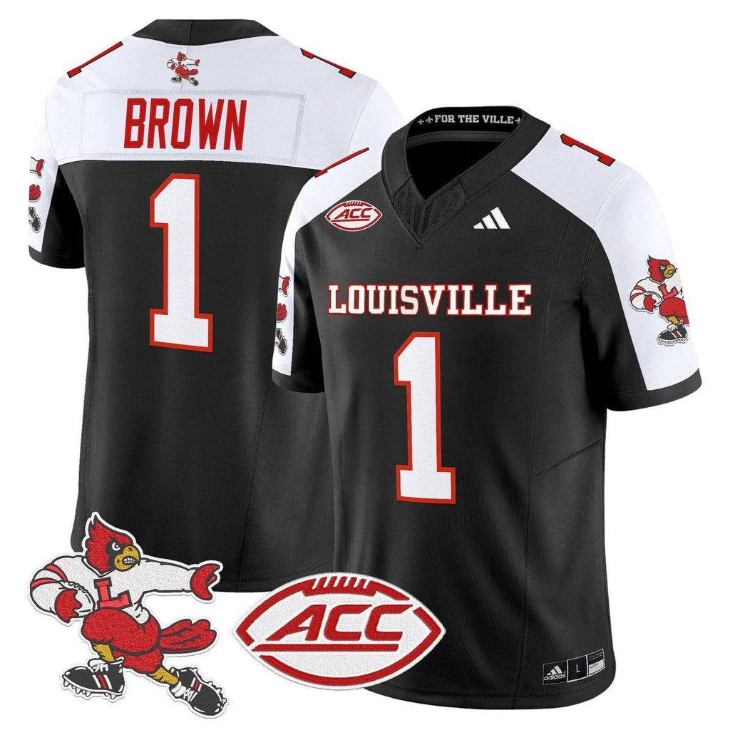 Isaac Brown Jersey #1 Louisville Cardinals 1980s Throwback Stitched Black Alter by My Store NCAA Football Jerseys