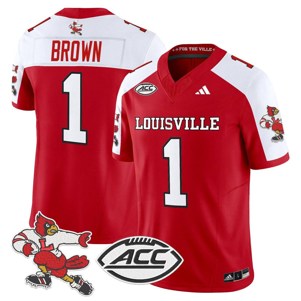 Isaac Brown Jersey #1 Louisville Cardinals 1980s Throwback Stitched Red Alter by My Store NCAA Football Jerseys