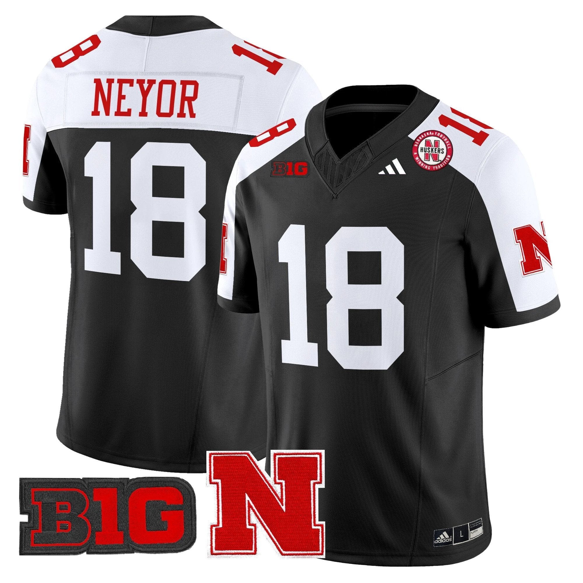 Isaiah Neyor Jersey #18 Nebraska Cornhuskers 2025 Stitched Black Alternate by My Store