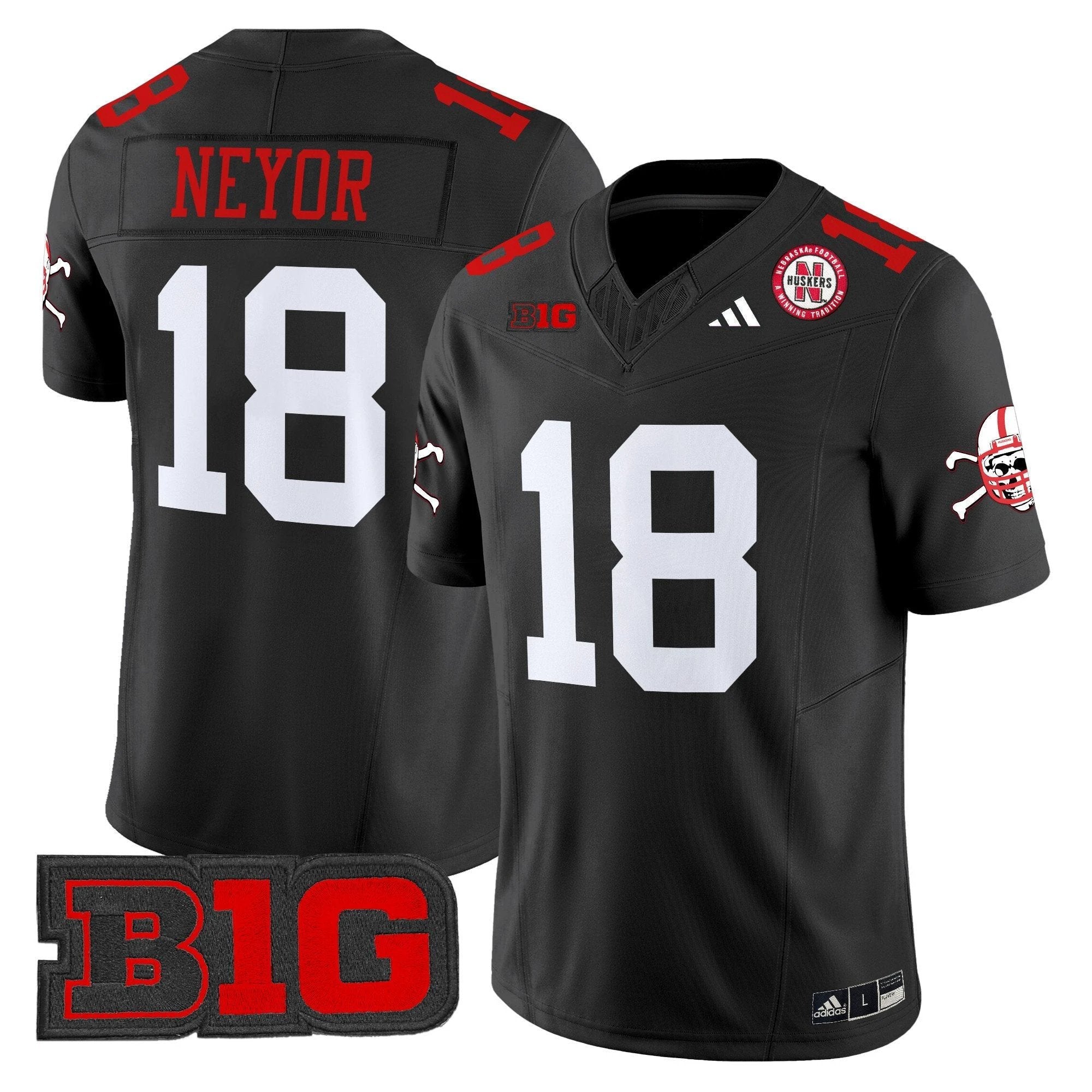 Isaiah Neyor Jersey #18 Nebraska Cornhuskers 2025 Stitched Black by My Store