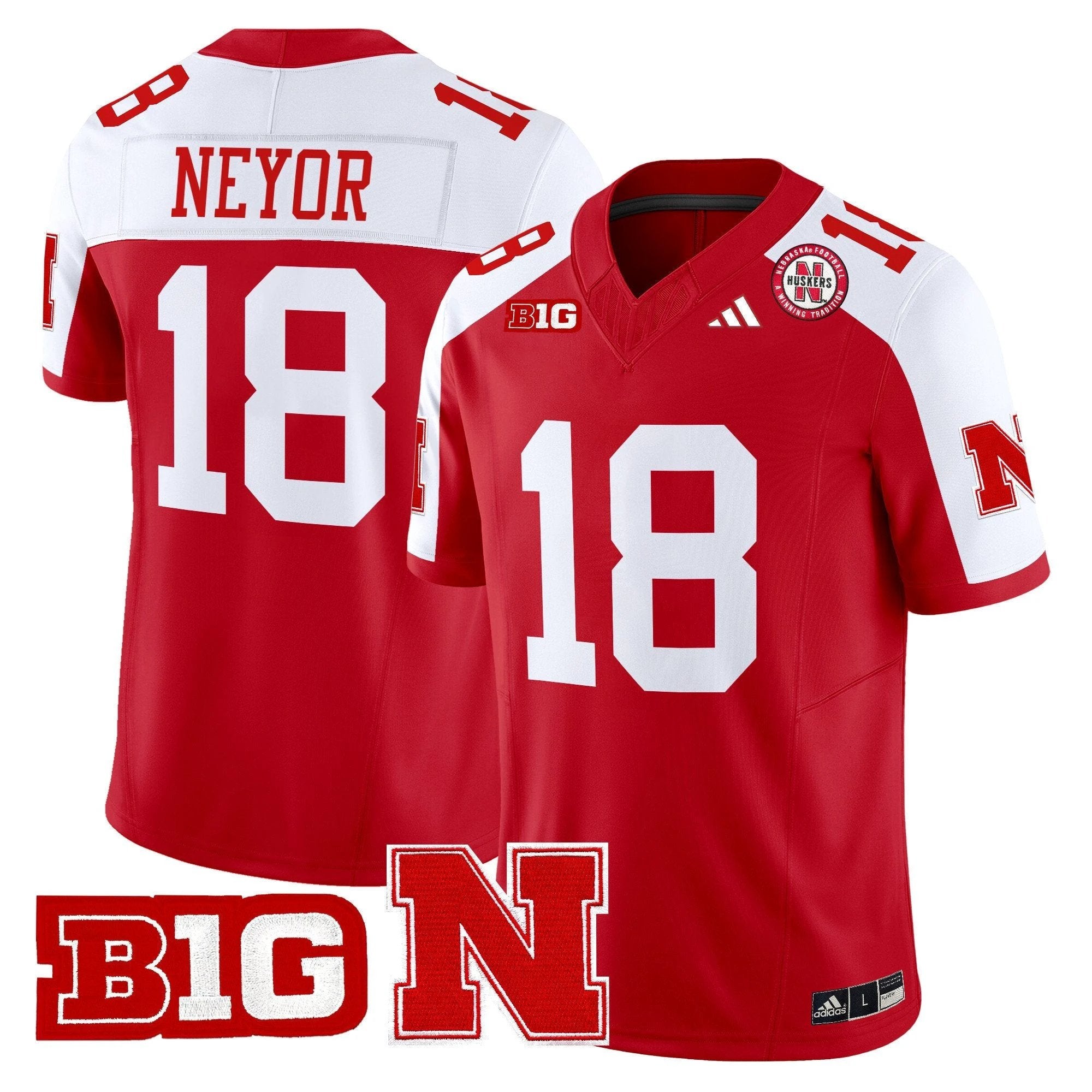 Isaiah Neyor Jersey #18 Nebraska Cornhuskers 2025 Stitched Scarlet Alternate by NCAA Football Jersey