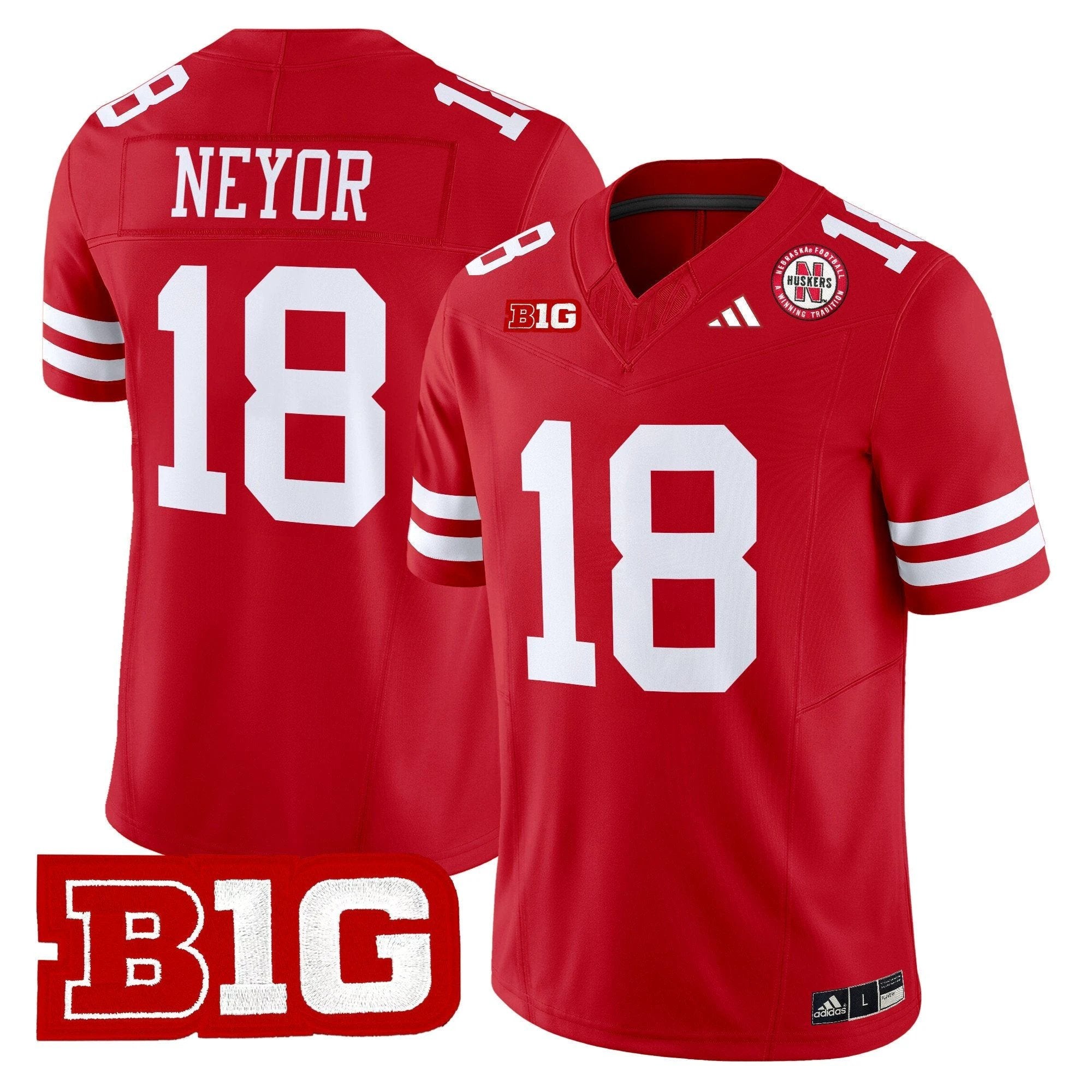 Isaiah Neyor Jersey #18 Nebraska Cornhuskers 2025 Stitched Scarlet by My Store