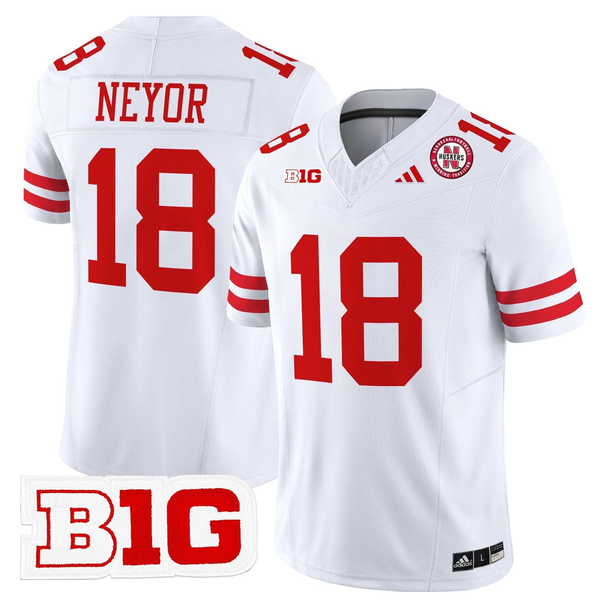 Isaiah Neyor Jersey #18 Nebraska Cornhuskers 2025 Stitched White by My Store
