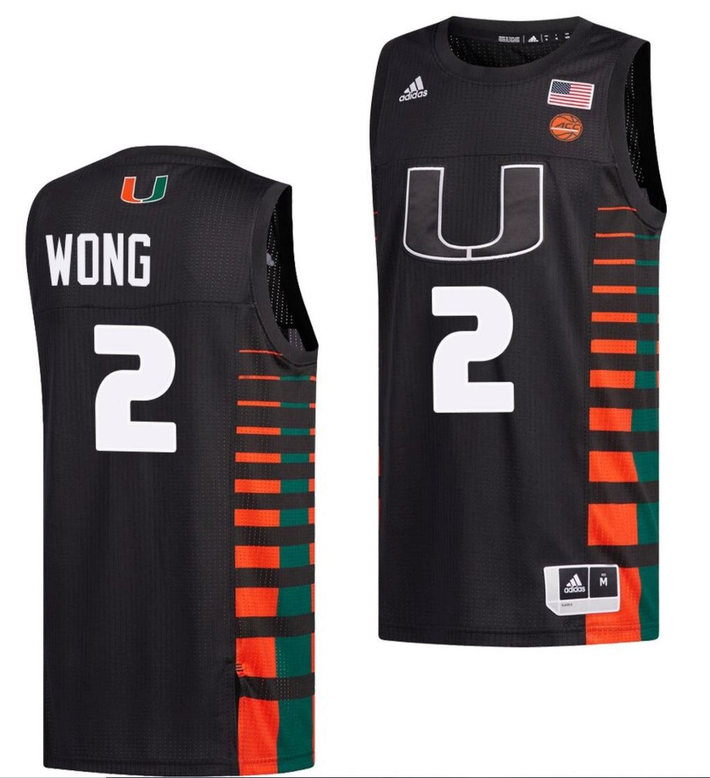 Isaiah Wong Jersey Miami Hurricanes College Basketball Black #2 by My store basketball