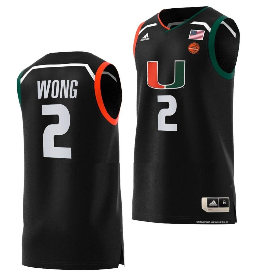 Isaiah Wong Jersey Miami Hurricanes College Basketball Swingman Black #2 by My store basketball