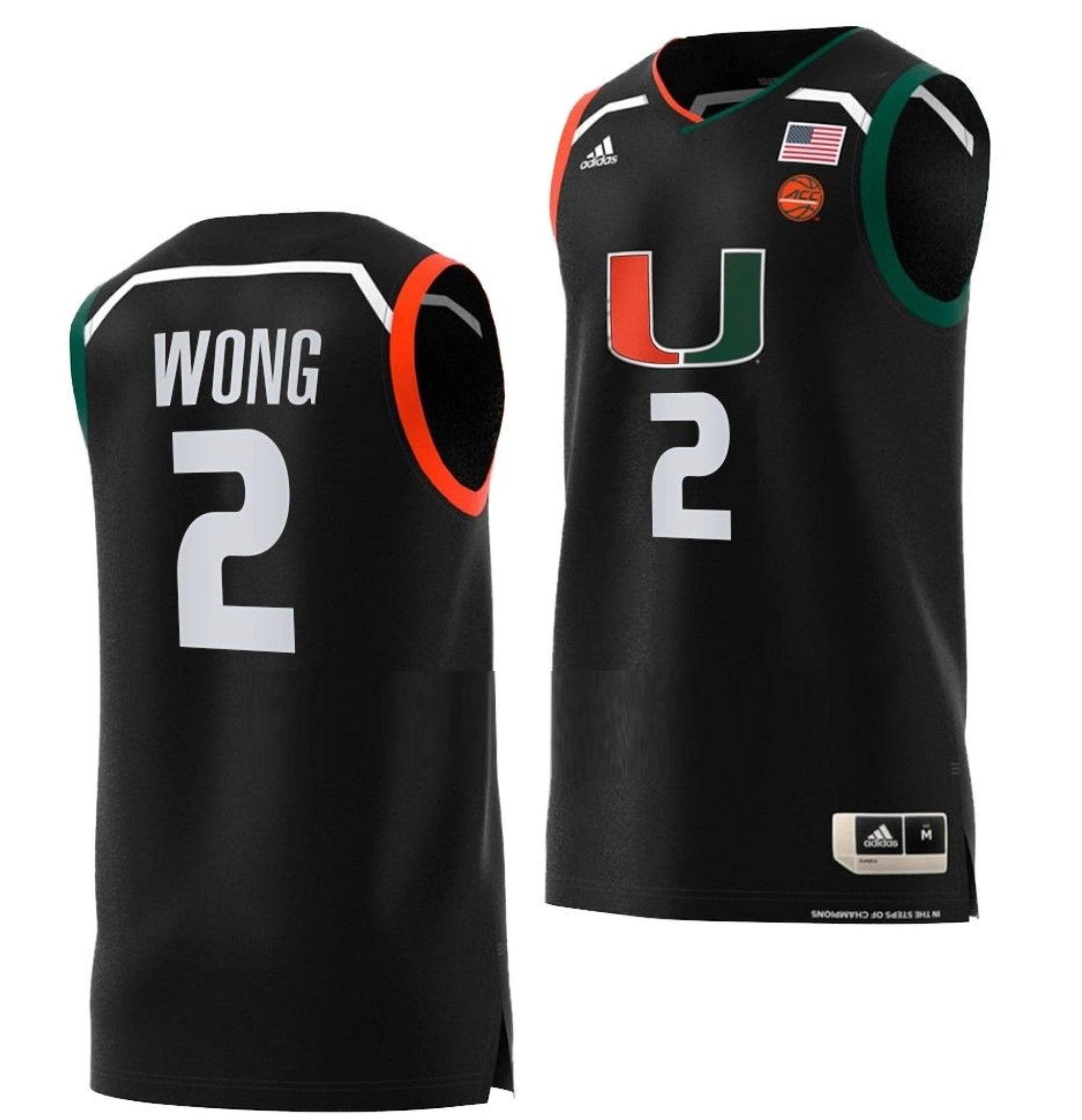 Isaiah Wong Jersey Miami Hurricanes College Basketball Swingman Black #2 by My store basketball