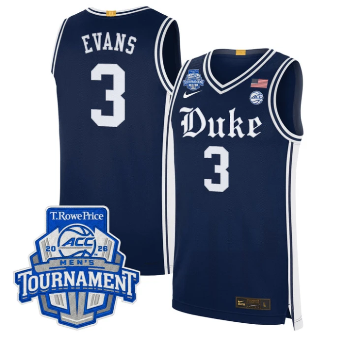 Isaiah Evans Jersey #3 Duke Blue Devils 2026 ACC Tournament Stitched by My store basketball