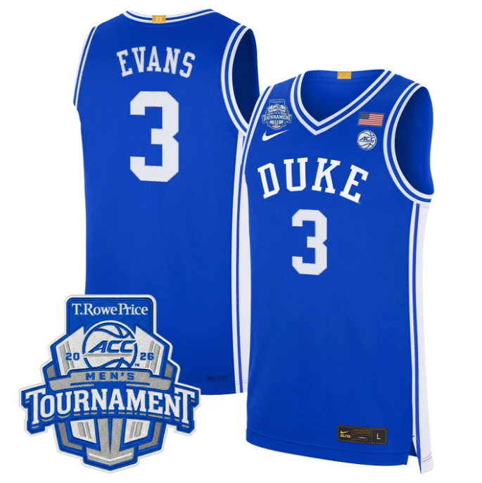 Isaiah Evans Jersey #3 Duke Blue Devils 2026 ACC Tournament Stitched by My store basketball
