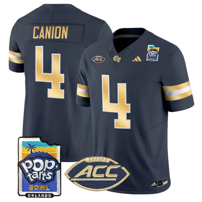 Isiah Canion Jersey #4 Georgia Tech Jackets Pop-Tarts Bowl Stitched Navy by NCAA Football Jersey