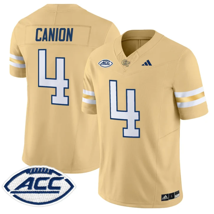 Isiah Canion Jersey #4 Georgia Tech Yellow Jackets 2025 Stitched Gold by NCAA Football Jersey