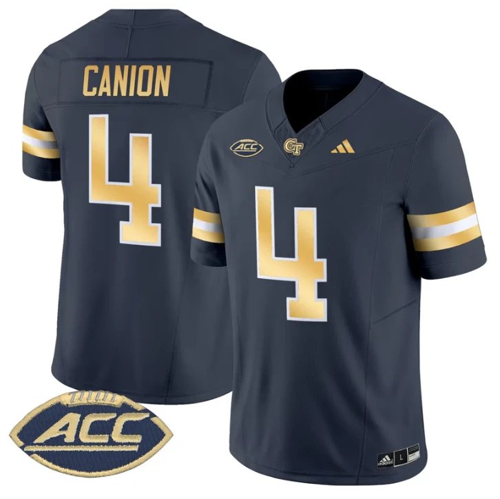 Isiah Canion Jersey #4 Georgia Tech Yellow Jackets 2025 Stitched Navy by NCAA Football Jersey