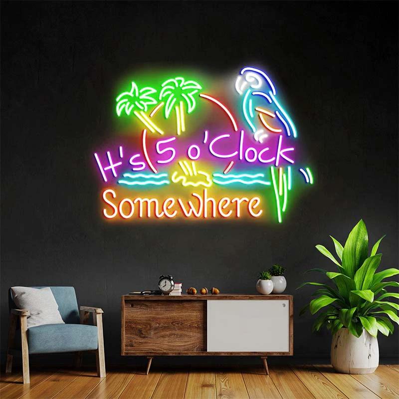 It's 5 O'clock Somewhere Neon Sign Shop Home Wall Decor Sign by Neonchics