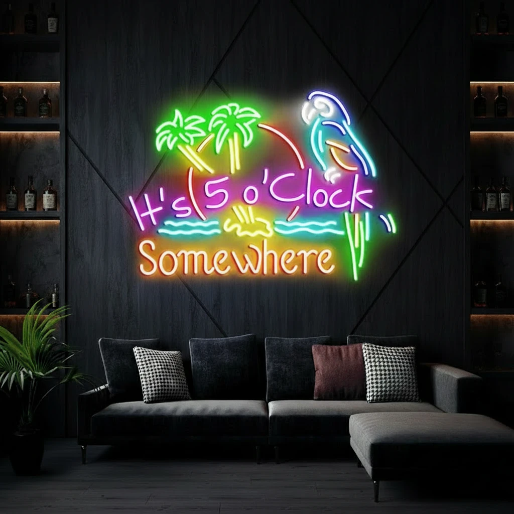 It's 5 O'clock Somewhere Neon Sign Colorful Neon Sign by Neonchics