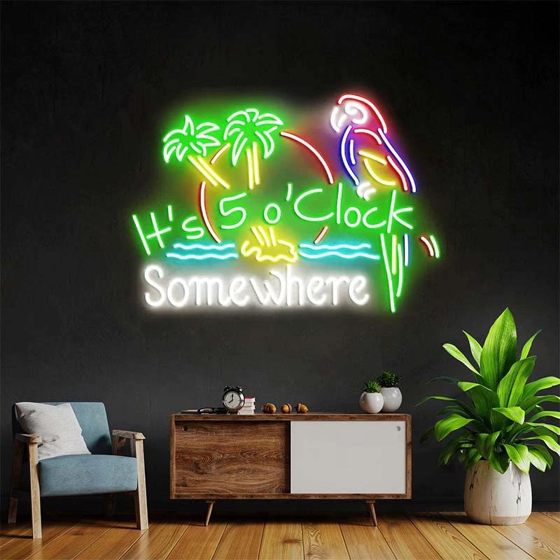 It's 5 O'clock Somewhere Neon Sign Colorful Neon Sign by Neonchics