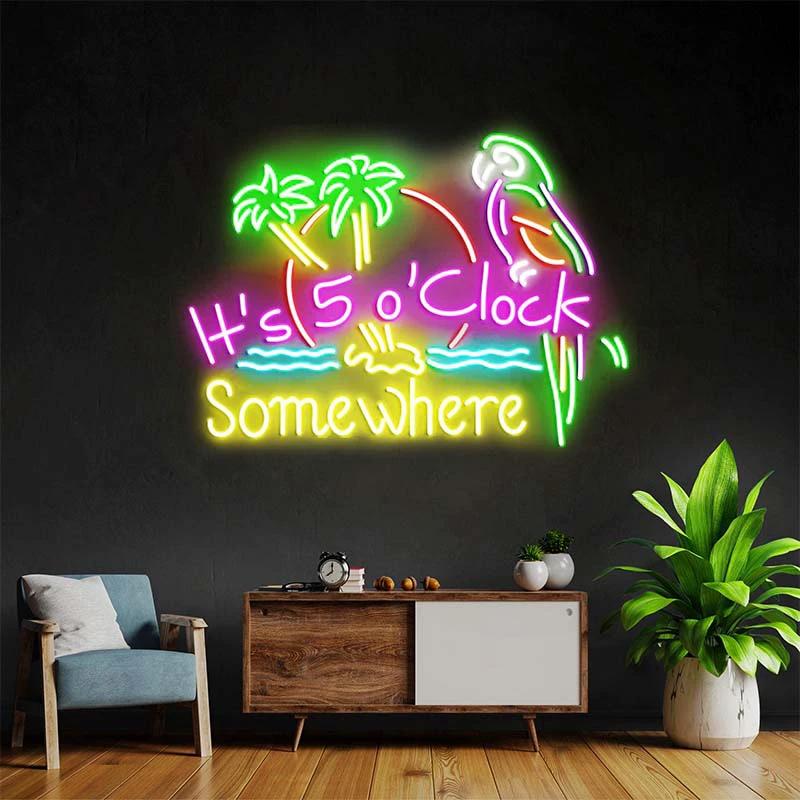 It's 5 O'clock Somewhere Neon Sign Colorful Neon Sign by Neonchics