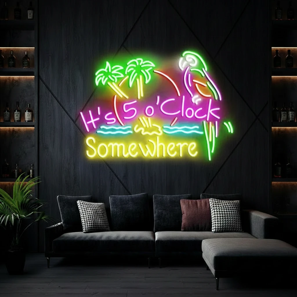 It's 5 O'clock Somewhere Neon Sign Colorful Neon Sign by Neonchics