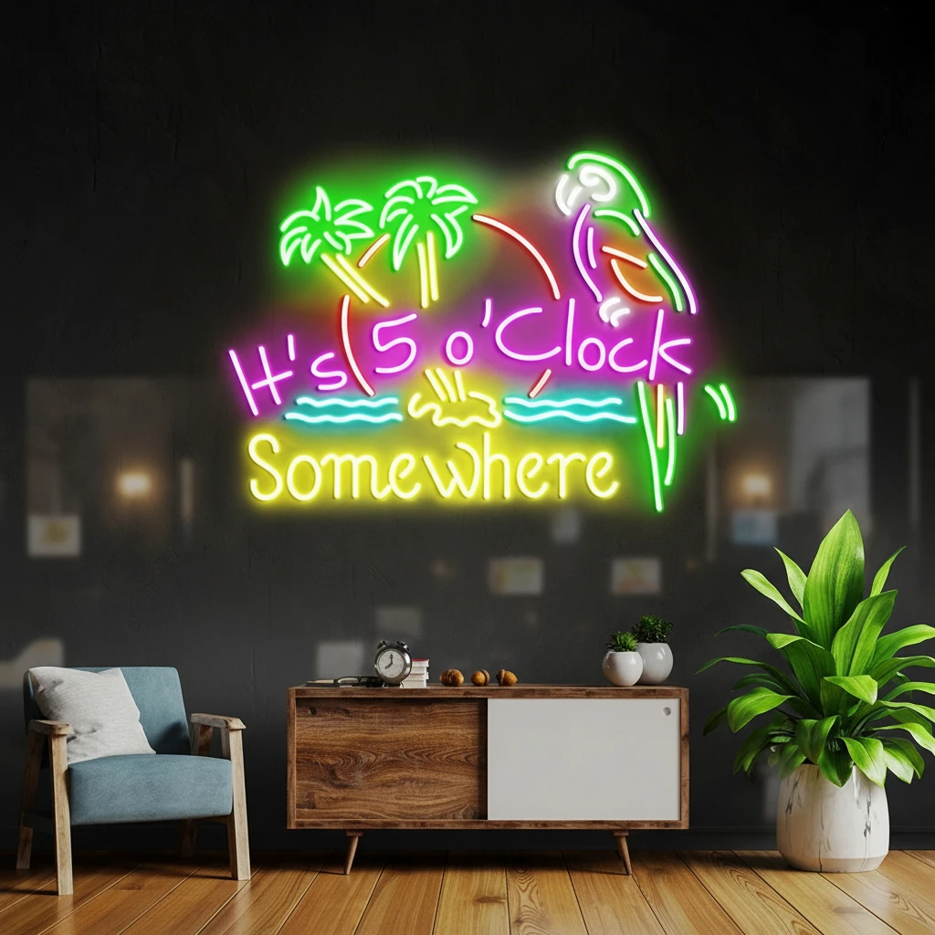 It's 5 O'clock Somewhere Neon Sign Shop Home Wall Decor Sign by Neonchics