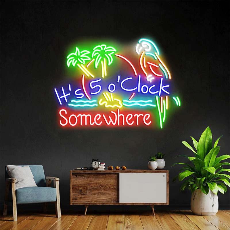 It's 5 O'clock Somewhere Neon Sign Colorful Neon Sign by Neonchics