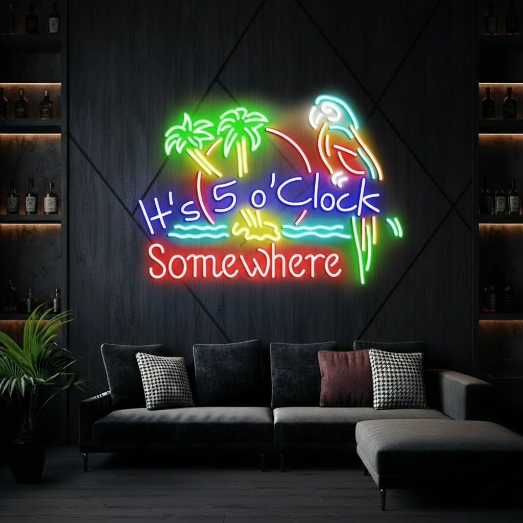 It's 5 O'clock Somewhere Neon Sign Colorful Neon Sign by Neonchics