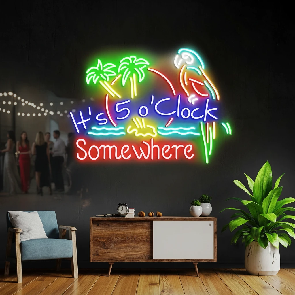 It's 5 O'clock Somewhere Neon Sign Shop Home Wall Decor Sign by Neonchics