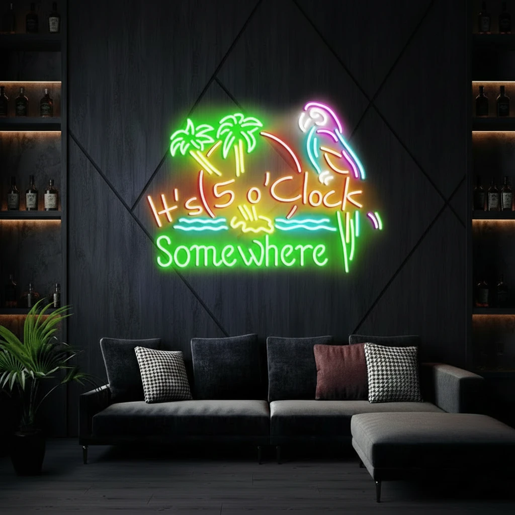 It's 5 O'clock Somewhere Neon Sign Colorful Neon Sign by Neonchics