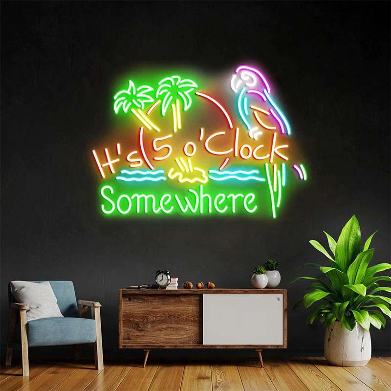 It's 5 O'clock Somewhere Neon Sign Shop Home Wall Decor Sign by Neonchics