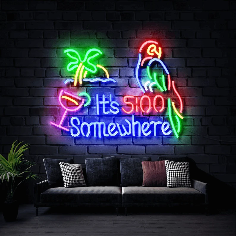 It's 5 O'clock Somewhere Neon Sign Tiki Bar Neon Light by Neonchics