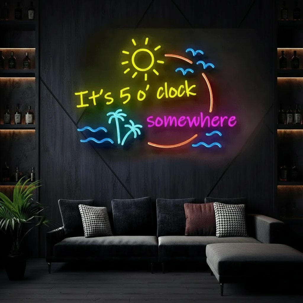 It's 5 O“clock Somewhere Led Neon Sign Shop Decor Led Neon Sign by Neonchics