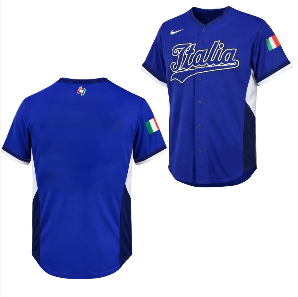 Italy Baseball Jersey Blank 2026 World Baseball Classic Royal Stitched by My Store