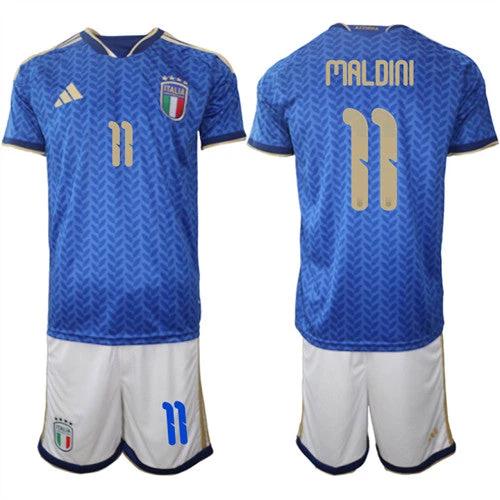 Italy #11 MALDINI Jerseys National Team x World Cup 2026 Home Blue On Field Soccer by Soccer Jersey