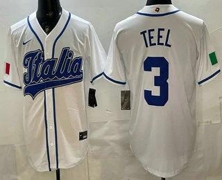 Italy #3 Kyle Teel White 2026 World Baseball Classic Cool Base Jersey by My Store
