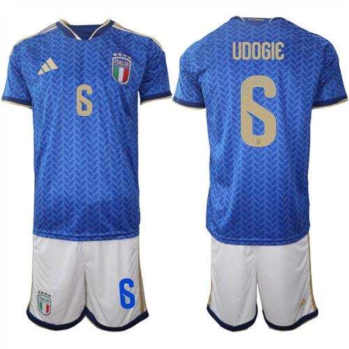Italy #6 UDOGIE Jerseys National Team x World Cup 2026 Home Blue On Field Soccer by Soccer Jersey