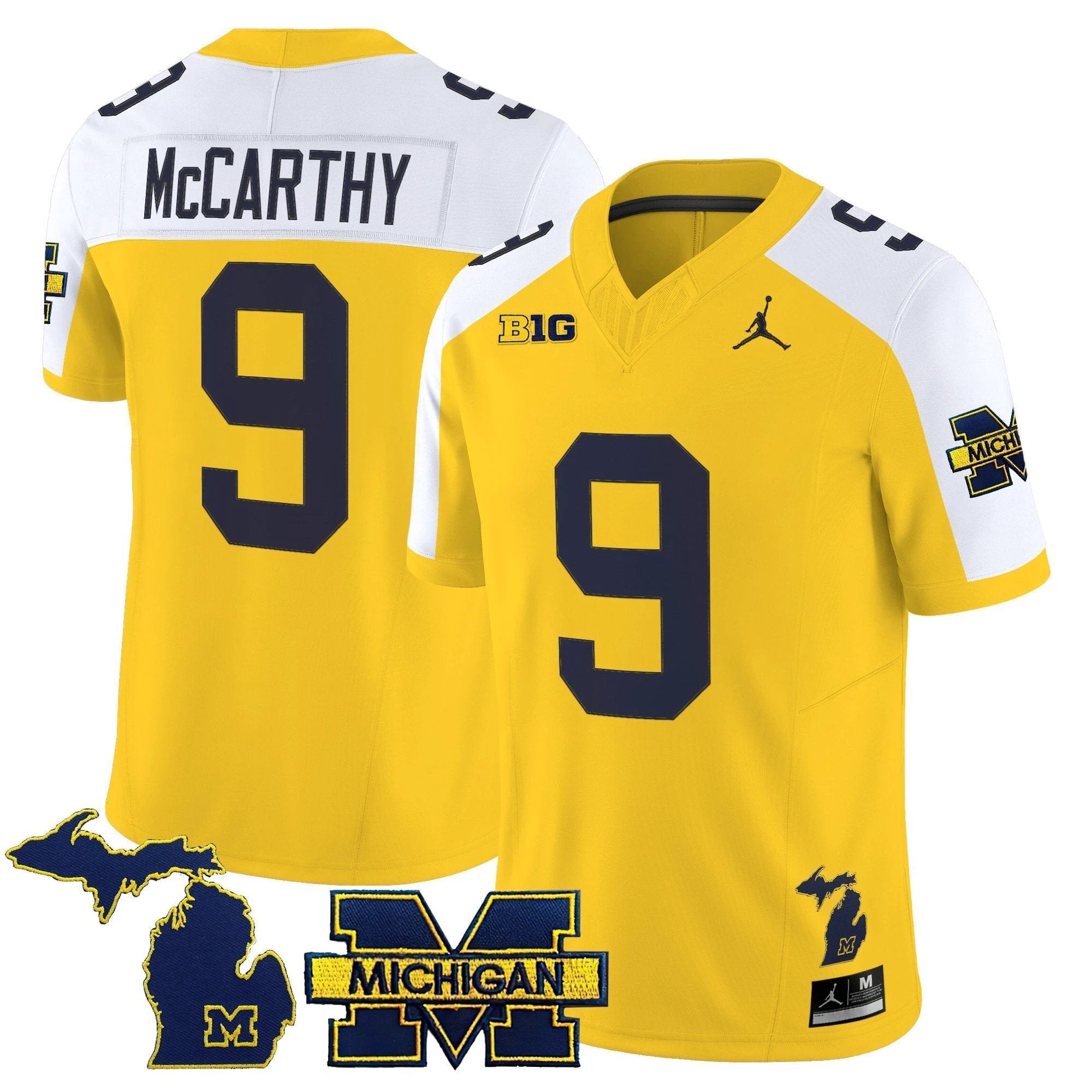 J.J. McCarthy Jersey #9 Michigan Wolverines 2025 Vapor Stitched Maize Alternate by NCAA Football Jersey