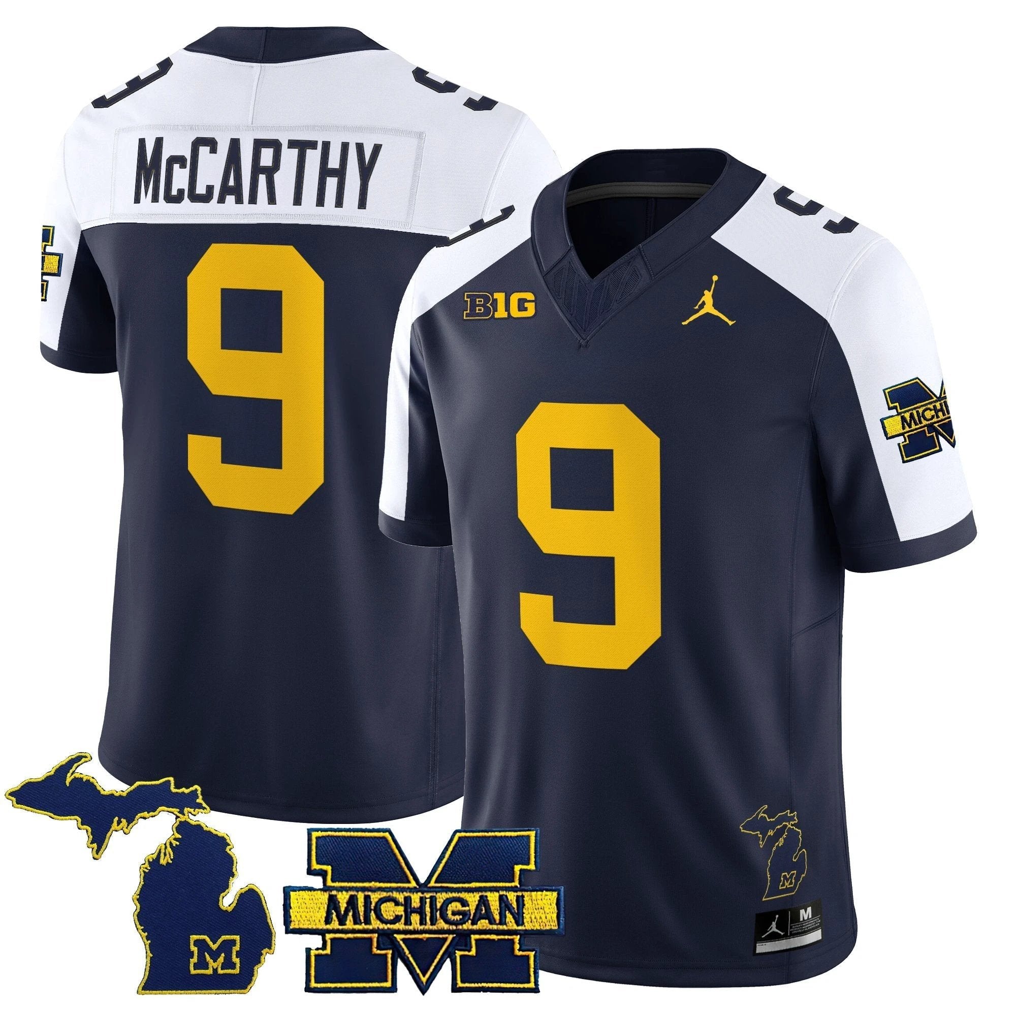 J.J. McCarthy Jersey #9 Michigan Wolverines 2025 Vapor Stitched Navy Alternate by NCAA Football Jersey