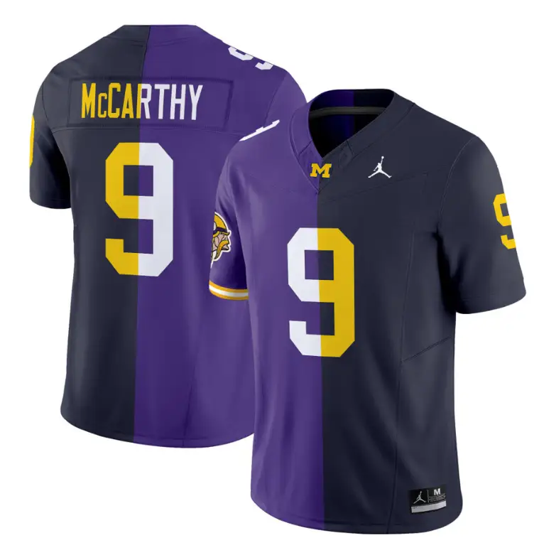 J.J. McCarthy Jersey #9 Michigan Wolverines Split Vapor V2 All Stitched by NCAA Football Jersey