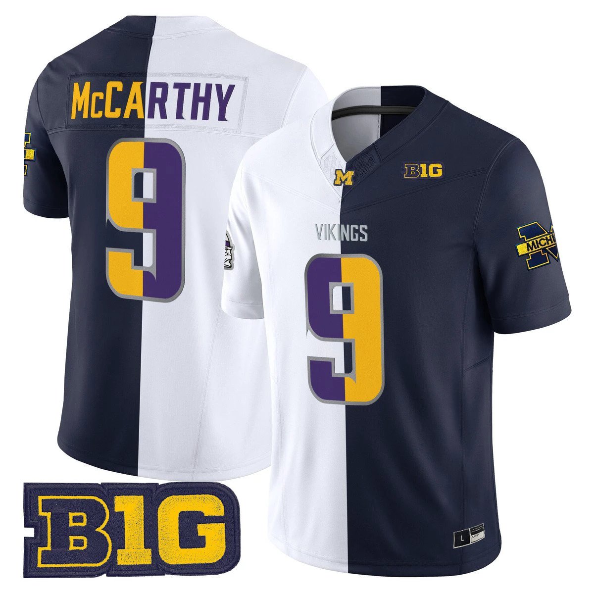 J.J. McCarthy Split Vapor Limited Jersey - All Stitched Winter Navy by My Store NCAA Football Jerseys