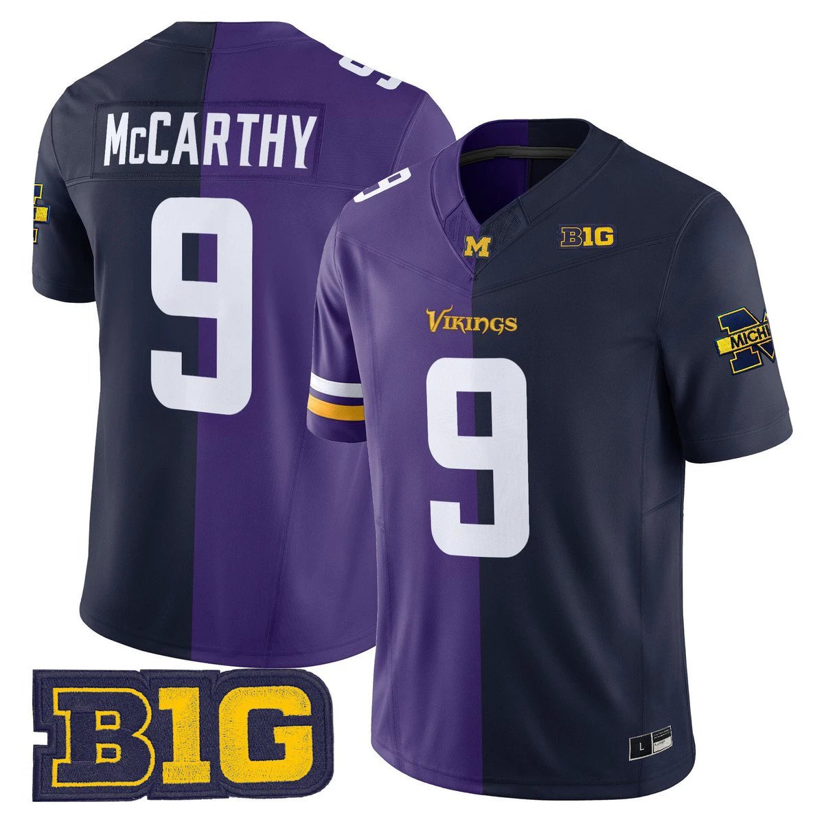 J.J. McCarthy Split Vapor Limited Jersey - All Stitched Purple Navy by My Store NCAA Football Jerseys