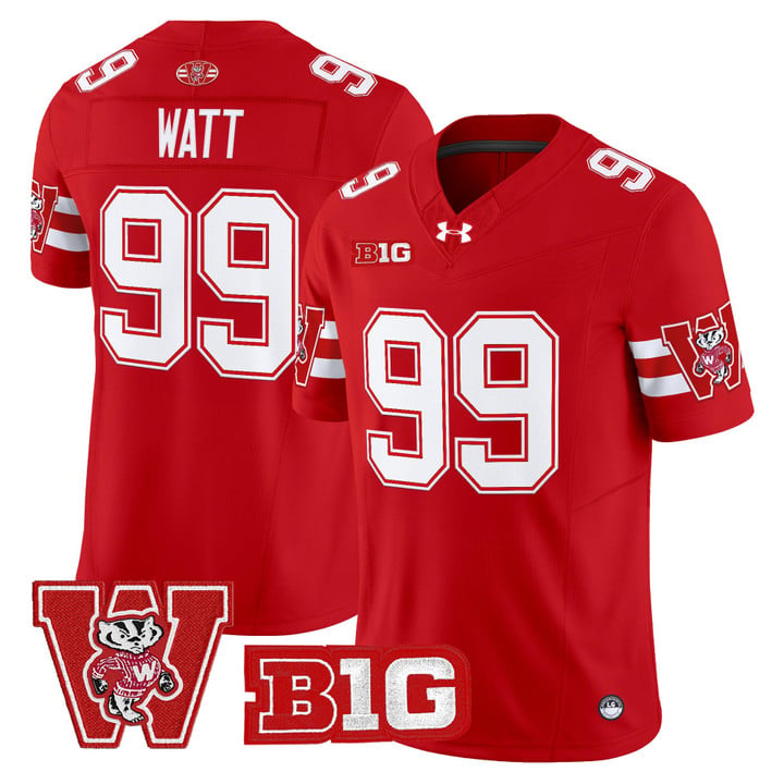 J.J. Watt Jersey #99 Wisconsin Badgers Throwback Stitched Red by My Store NCAA Football Jerseys