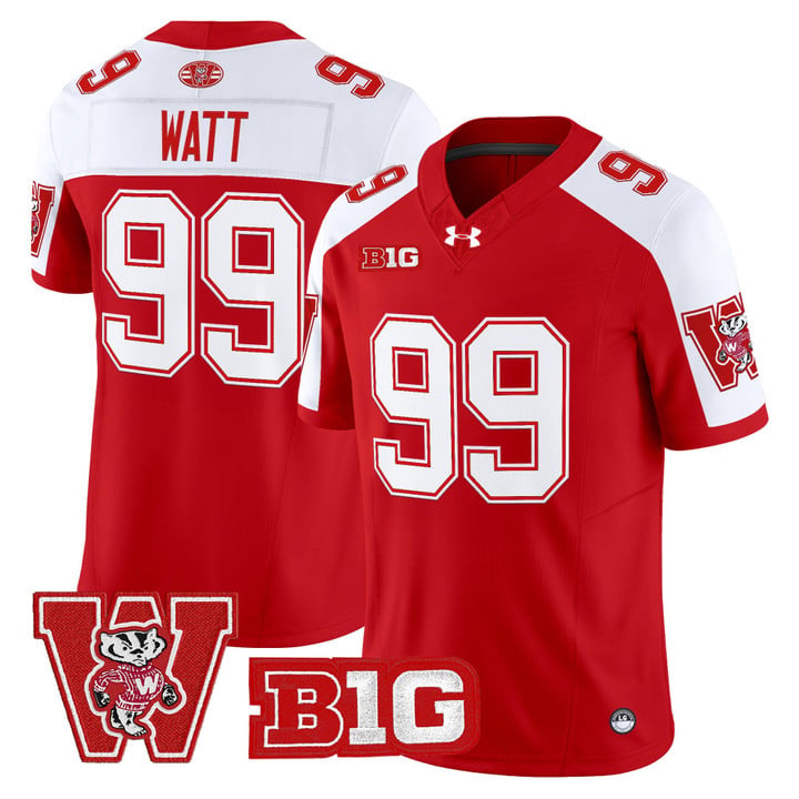 J.J. Watt Jersey #99 Wisconsin Badgers Throwback Stitched Red Alter by My Store NCAA Football Jerseys