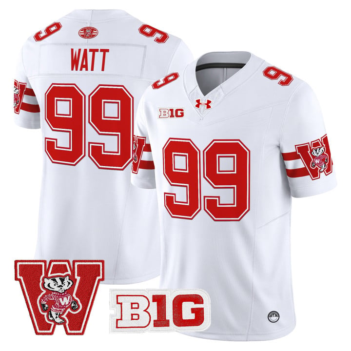 J.J. Watt Jersey #99 Wisconsin Badgers Throwback Stitched White by My Store NCAA Football Jerseys