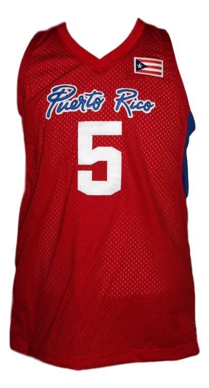 J.J.Barea Jersey #5 Puerto Rico Custom Basketball Red by My store basketball