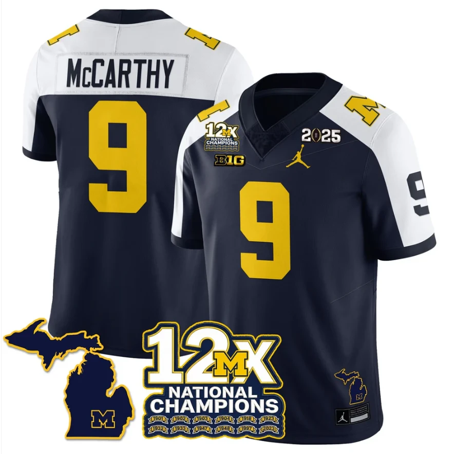 J.J. McCarthy Jersey #9 Michigan Wolverines 12x-Time National Champions by My Store NCAA Football Jerseys