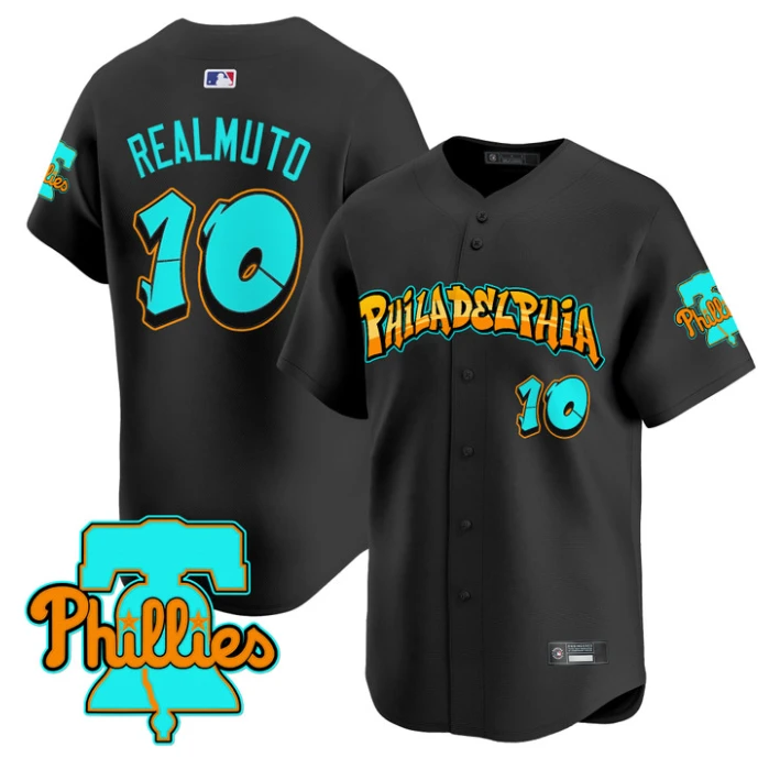 J.T.Realmuto Jersey #10 Philadelphia Phillies Graffiti Broad Street Black by My Store