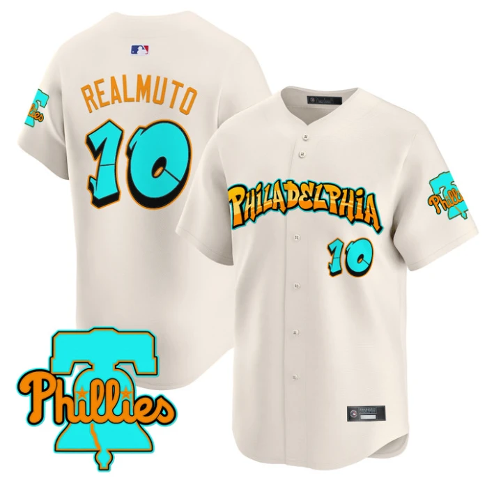 J.T.Realmuto Jersey #10 Philadelphia Phillies Graffiti Broad Street Cream by My Store