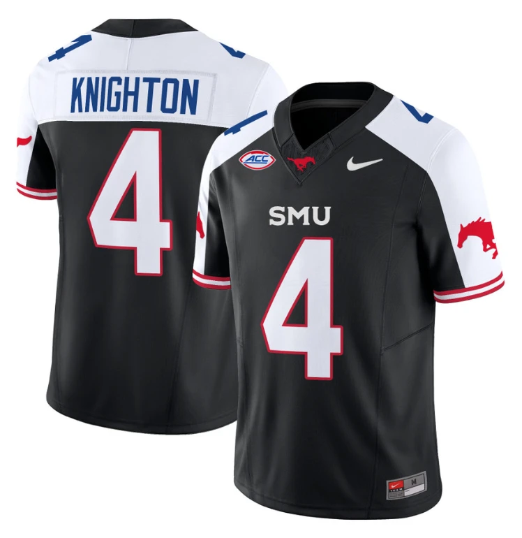 Jaylan Knighton Jersey #4 SMU Mustangs Icy College Football Vapor Limited Black Alternate by My Store