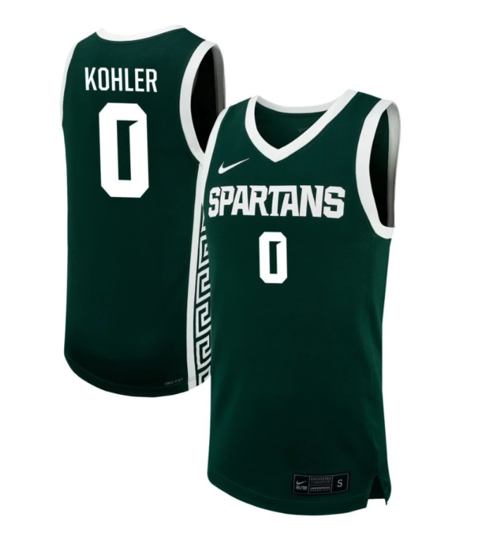 Jaxon Kohler Jersey #0 Michigan State Spartans NIL Basketball Green by My store basketball