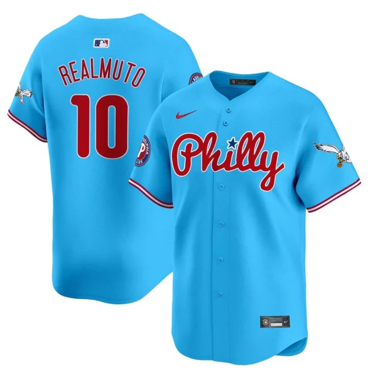 J.T.Realmuto Jersey #10 Phillies and Eagles Vapor Premier Limited Stitched Light Blue by My Store